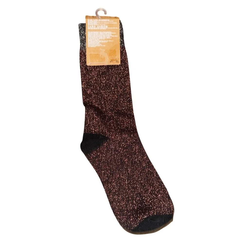 American Eagle Women Crew Socks Glitter Copper Purple Bronze Black One Size